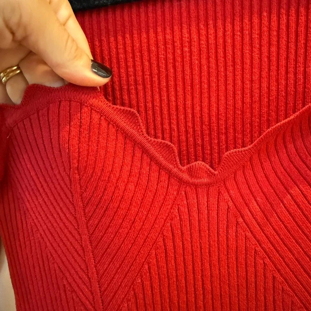 Mango Ribbed Red Knit Top - Picture 6 of 7